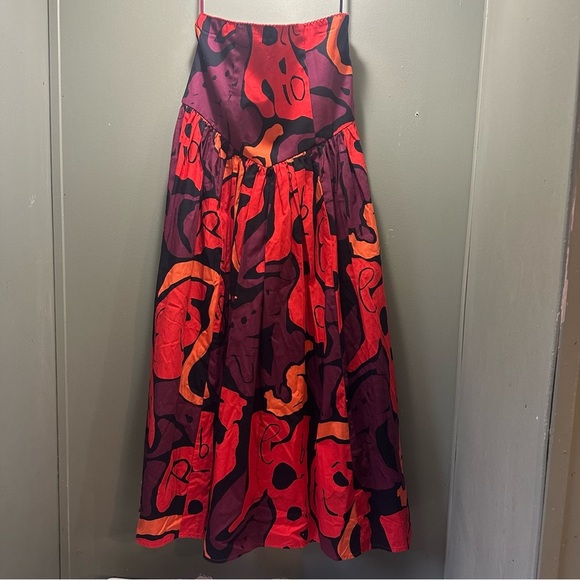 Vibrant Abstract Maxi Skirt in Red and Purple - Picture 2 of 12